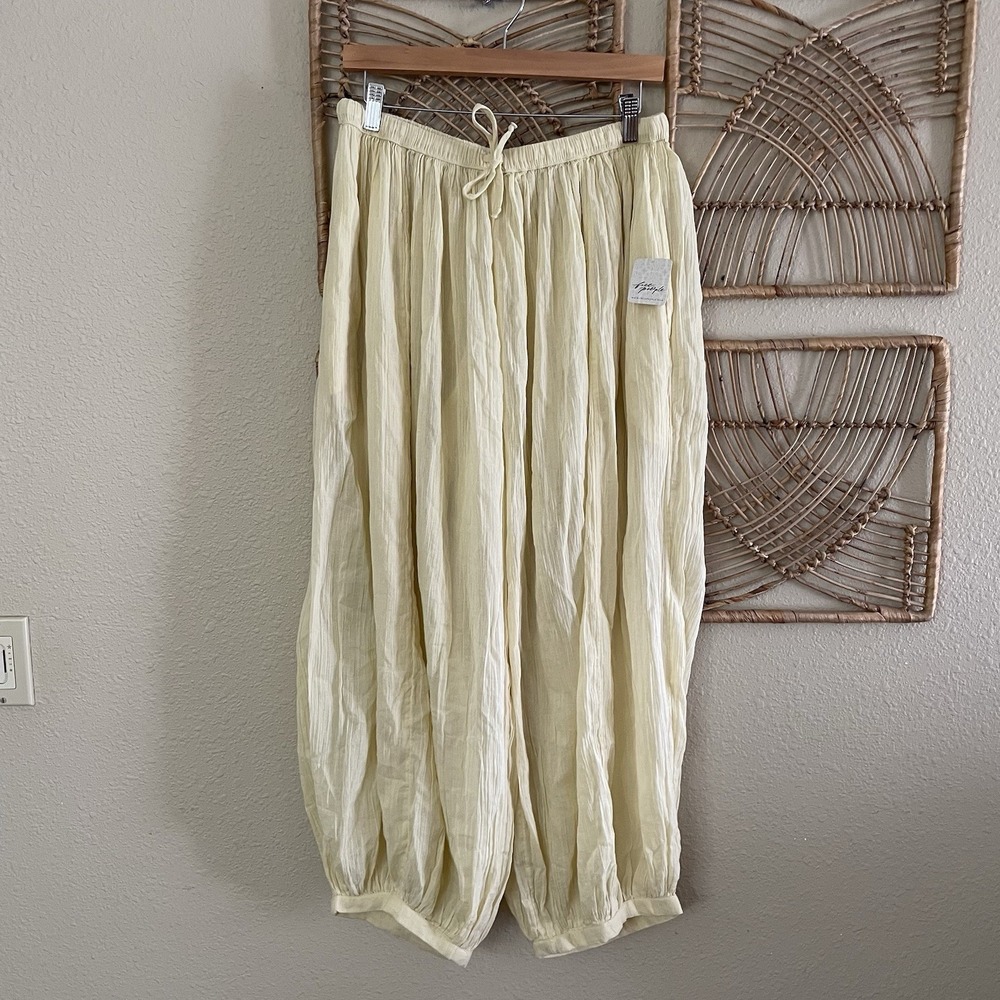 Free People Playa Party Balloon Pants Yellow Boho Beachy Women's Sz M NWT B4